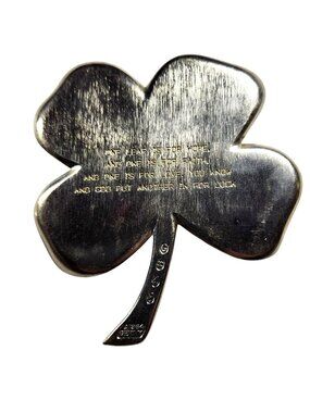 Gerity Silver plated shamrock clover 25th Anniversary Lucky paperweight 80s